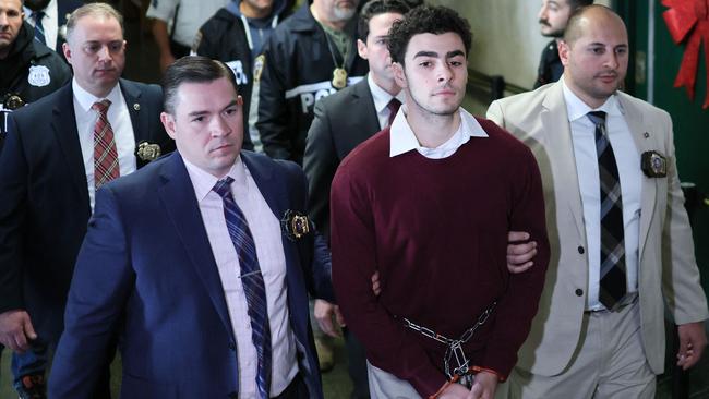 Luigi Mangione arriving at Manhattan Criminal Court accused of shooting UnitedHealthcare chief executive Brian Thompson. Picture: Charly Triballeau/AFP