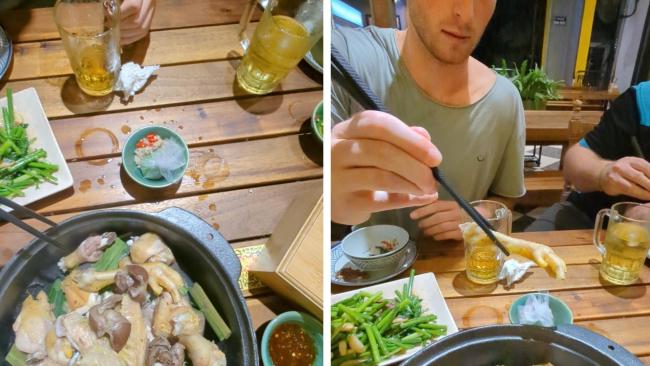 <h2>Eating</h2><p>I won't lie. Thanks to growing up eating chicken breasts (I used to find even drumsticks a bit icky), the thought of eating chicken feet made me queasy. But, buoyed by the desire to impress my tour group, I gave it a shot, and it wasn't that bad. Just rubbery and and salty. </p><p>This is just one example of the many ways Vietnam is less wasteful (and more creative) with cooking than Australia. Others include eating eel, fish guts, sea snail and pig's ears (neatly sliced in a salad, in case you were wondering).</p><p>On top of that, I found Vietnamese people eat less junk food. As our friendly guide <span>Thành Vương told us, it's actually cheaper to buy local (fresh) produce from the wet market than it is to shop in the supermarket. </span></p><p><span>From my own experience I noticed that, even though I was on a Death By Food trip, feasting three times a day, because the food was so fresh and wholesome (rather than my diet of processed food and caffeine which I follow religiously back home) I felt better and healthier than ever. </span></p>