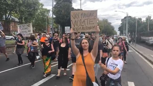 Scenes from anti-vaccine protest live stream, 'Millions March Against Mandatory Covid Vaccinations’, at Fawkner Park in Melbourne, Australia on February 20, 2021. Picture: Facebook via NCA NewsWire