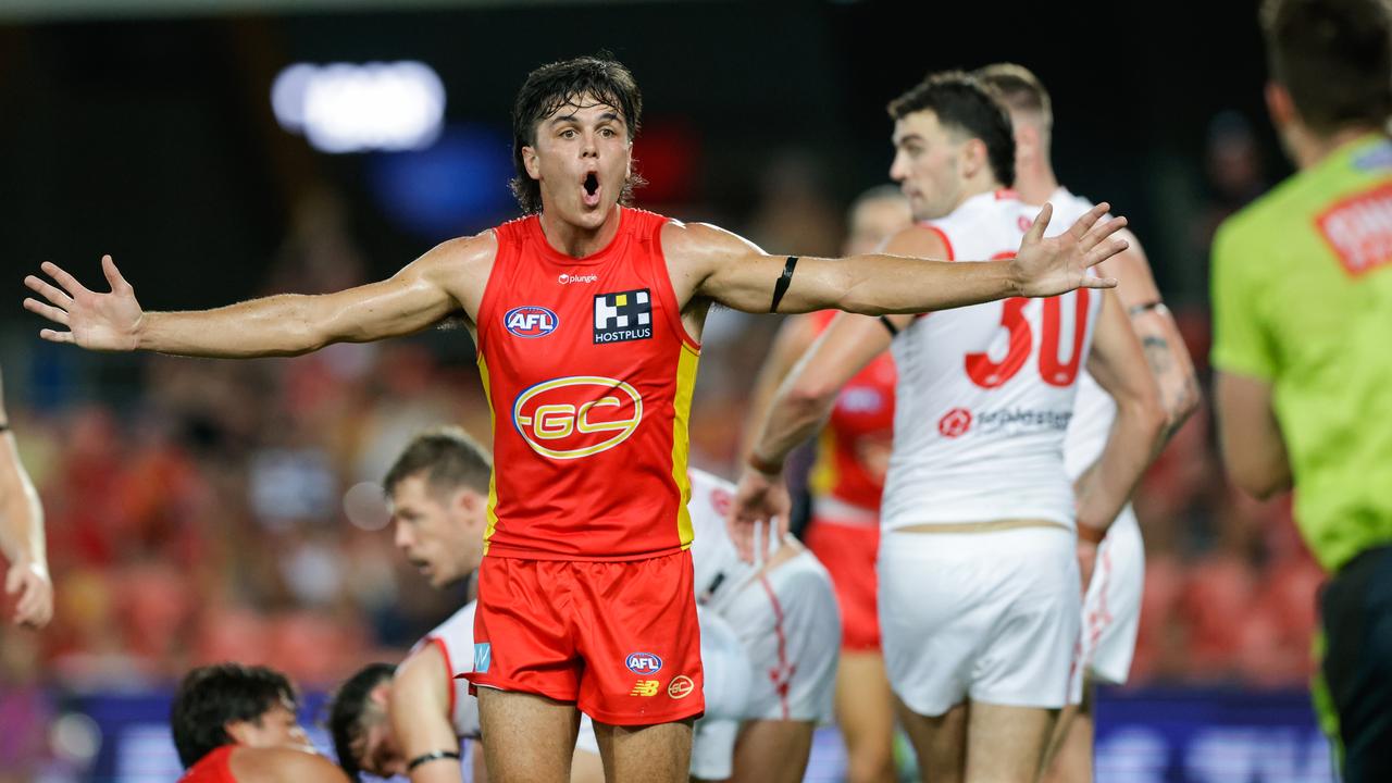 Elijah Hollands of the Suns. Picture: Russell Freeman/AFL Photos via Getty Images