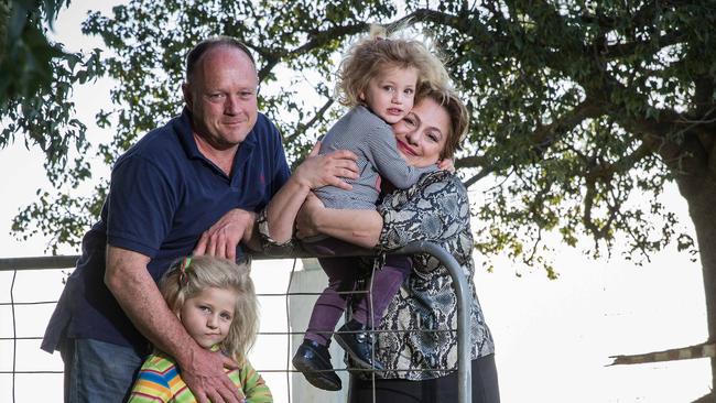 Greg Mirabella, wife Sophie and daughters Alexandra and Kararina in 2013. Picture: Jake Nowakowski