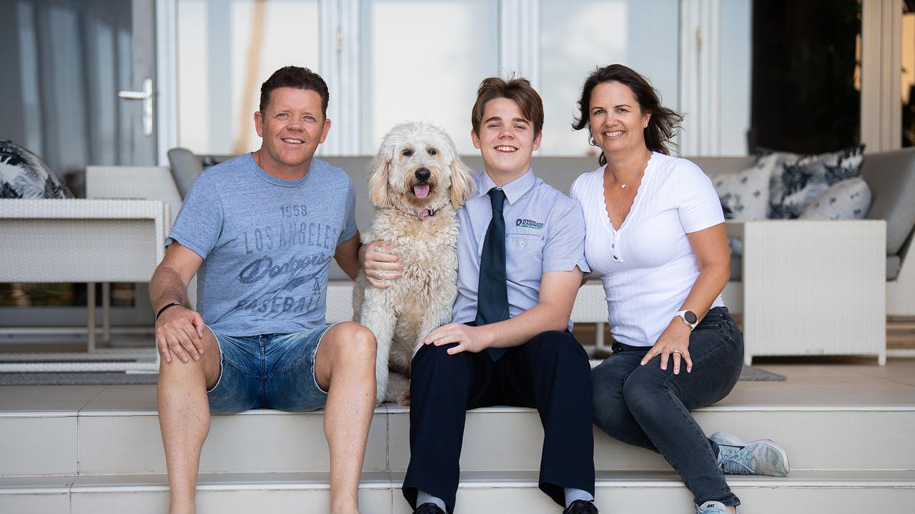 Sam Richards with his family. Picture: Dan Peled/Supplied