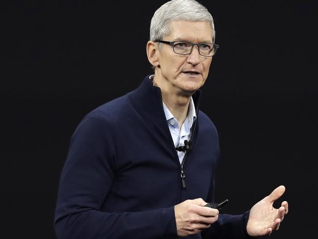 Apple CEO Tim Cook, shows new Apple Watch Series 3. Picture: AP