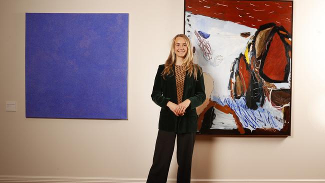 Artist Zoe Grey with her winning entry The Shape of Rock. Winner of the 2024 Hadley's Art Prize. Picture: Nikki Davis-Jones