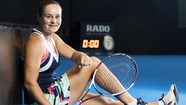 Ash Barty at Pat Rafter Arena in Brisbane. Picture: Lachie Millard