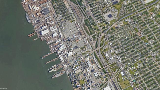 Newport Naval Base is situated just kilometres from Langley. Picture: Google Earth