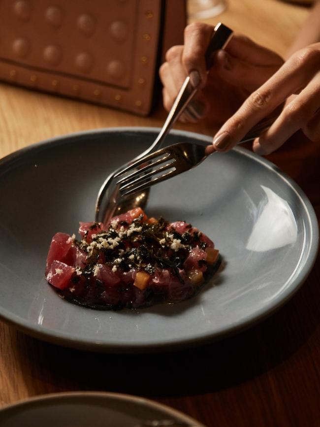 Tuna with black sesame and umeboshi dressing at Sol Rooftop, Adelaide.