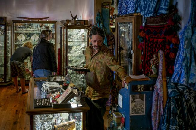 Tarquin Moore, 45, owner of independent shop ‘Arcadia’ in Central Tilba, NSW. Tarquin and his wife Dan have been in Tilba for over 25 years. Picture by Sean Davey.