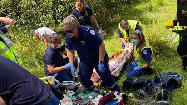 Stu Battle was trapped under an overturned mower for hours following an accident at his Wollombi property. Picture: Supplied.