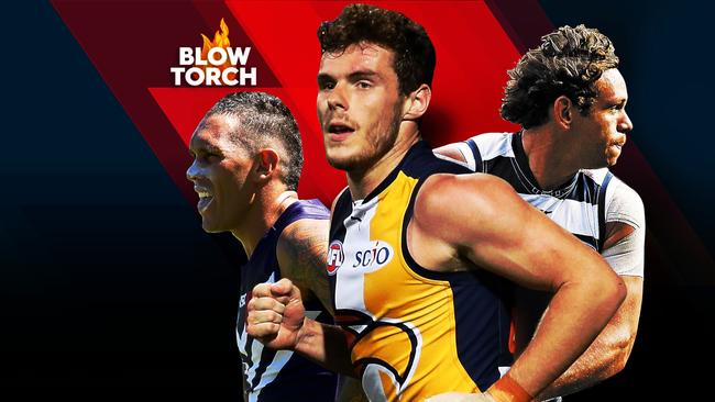 Harley Bennell, Luke Shuey and Steve Motlop in The Blowtorch.