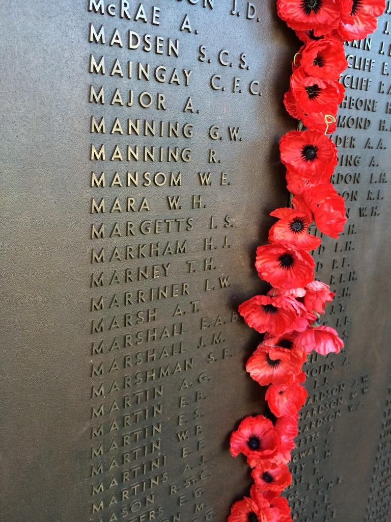 Ivor Margetts’ name on the Roll of Honour, Canberra.