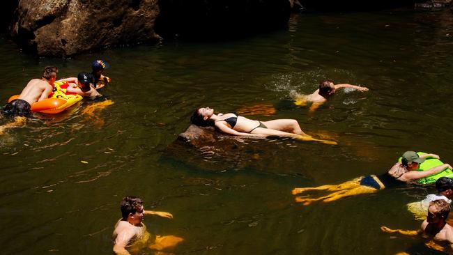 Jellybean Pool saw the temperature hits 44 degrees at 12.40pm. Picture: Jonathan Ng