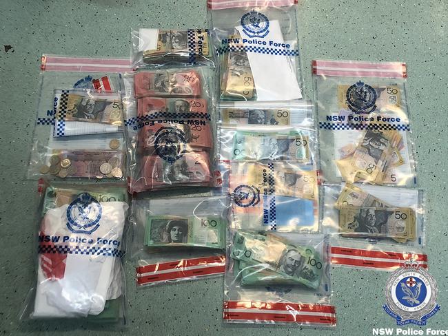 Police seized more than $200,000 cash and 4000 tins of baby formula in Sydney’s northwest in August 2018. Picture: NSW Police