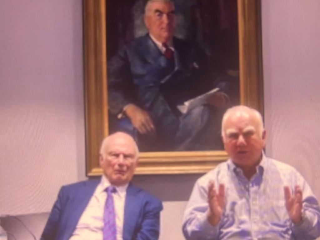 Administrative committee members Richard Alston (left) and Alan Stockdale as they appeared in the online meeting on Tuesday night. Image: supplied