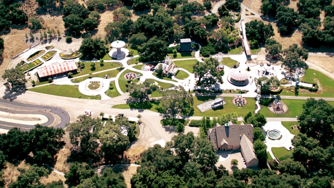 An aerial view of Jackson’s Neverland ranch in 2001. Picture: Jason Kirk/Getty 