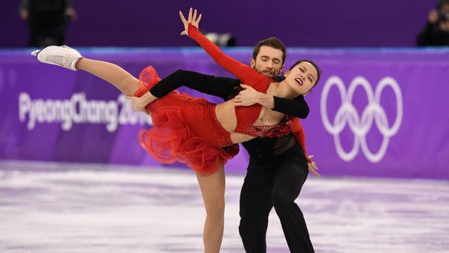 Yura Min’s costume stays intact today during her short dance with Alexander Gamelin. Picture: AFP