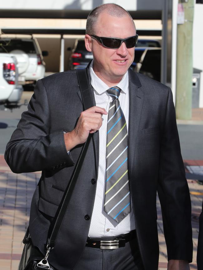 Senior Constable James Treanor outside court. Picture: Glenn Hampson.