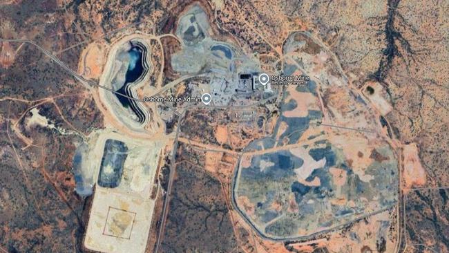 Chinova Resources' Osborne Mine taken by Google Maps' satellite imagery.