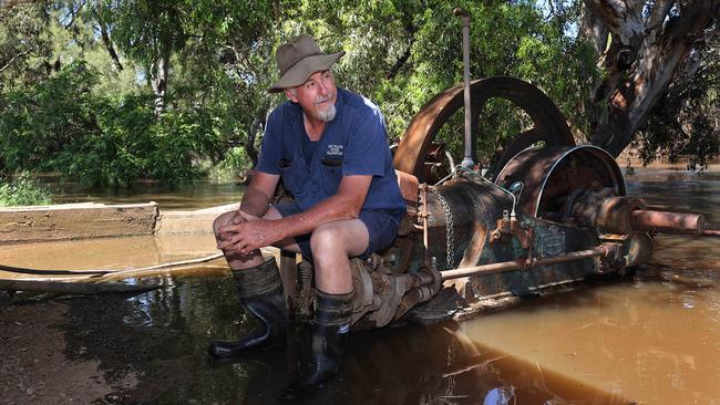 Ron Stace on the flooded family farm on the outskirts of Forbes. Picture: Gary Ramage