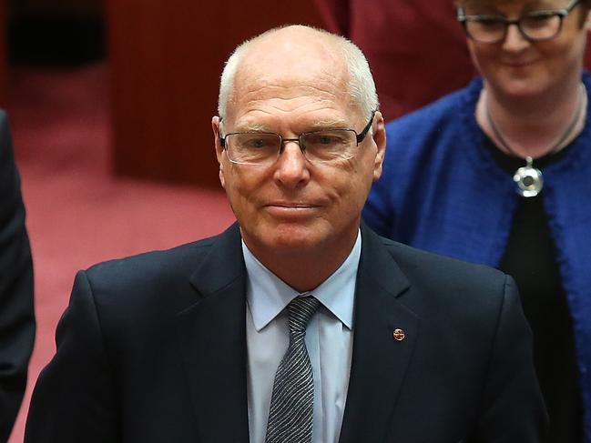 Senator Jim Molan being sworn-in, in the Senate Chamber, Parliament House in Canberra.