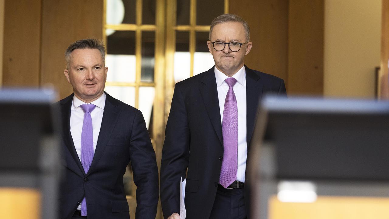 Climate Change Minister Chris Bowen and Prime Minister Anthony Albanese have welcomed the support of the Greens in helping the Bill pass the Senate. Picture: NCA NewsWire / Gary Ramage