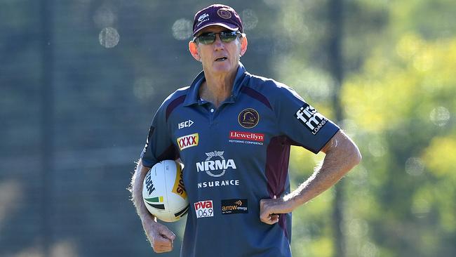 Broncos coach Wayne Bennett at training today. Photo: AAP