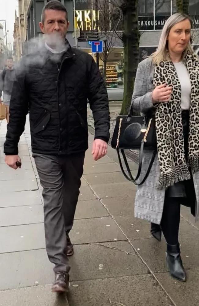 Jenna, pictured with her husband at court, is sticking by Thomson. Picture: Cavendish Press
