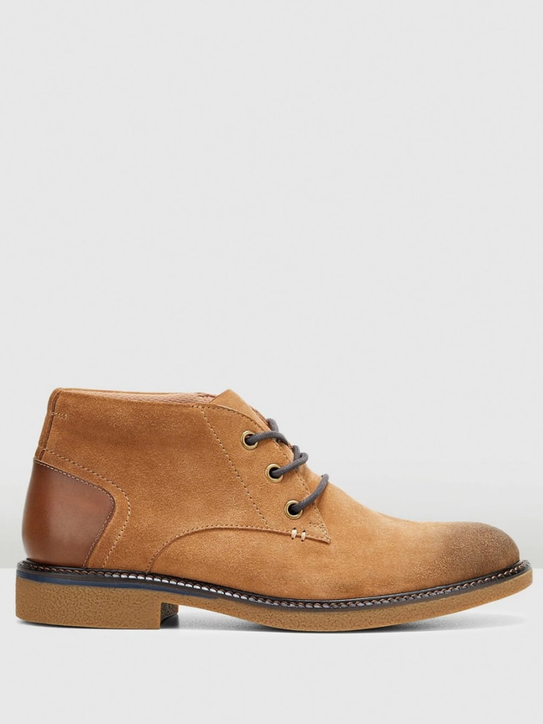 Michigan Boots in chestnut suede. Image: Hush Puppies.