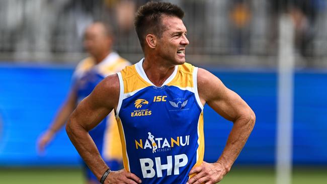 Ben Cousins in West Coast colours for the first time since 2007. Photo by Daniel Carson/AFL Photos via Getty Images.