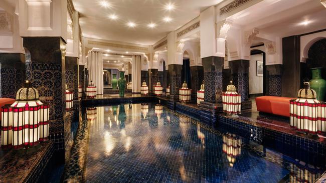 The pool at the spa, La Mamounia in Marrakech, Morocco.