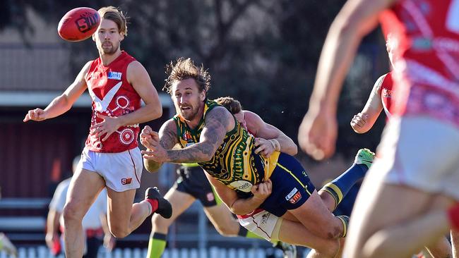 Veteran Scott Lewis will miss the battle against Port Adelaide at Woodville Oval on Saturday after being sidelined by a hamstring injury. Picture: Tom Huntley