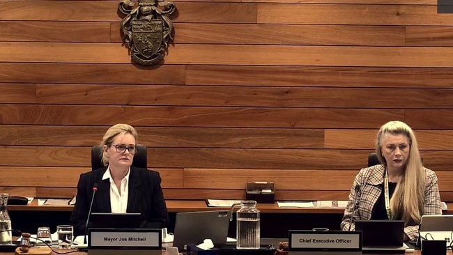 Redland City Council mayor Jocelyn Mitchell, left, has been reprimanded.