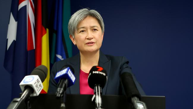 Minister for Foreign Affairs, Senator Penny Wong revealed Stephen Smith as the new High Commissioner to the UK. Picture: NCA NewsWire / Kelly Barnes