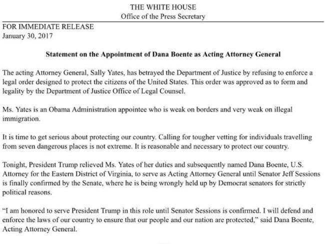 The full statement from the White House.