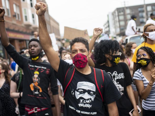 MINNEAPOLIS, MN - JUNE 6: Demonstrators calling to defund the Minneapolis Police Department march on University Avenue on June 6, 2020 in Minneapolis, Minnesota. The march, organised by the Black Visions Collective, commemorated the life of George Floyd who was killed by members of the MPD on May 25. Stephen Maturen/Getty Images/AFP == FOR NEWSPAPERS, INTERNET, TELCOS &amp; TELEVISION USE ONLY ==