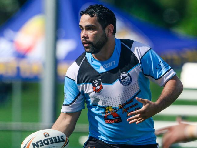 Damien Mick will play his 200th game for Northern Sharks against Nightcliff. Picture: Glenn Campbell