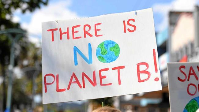 Climate change rally in Lismore as more than a 100 protests take place across the nation. Picture: Marc Stapelberg