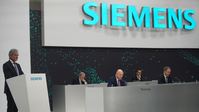 CEO of Siemens Joe Kaeser delivers a speech during the Siemens annual meeting. Picture: Getty Images)