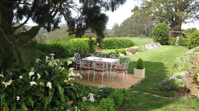 Laurel View Farmhouse has a spacious backyard for admiring the lush views.