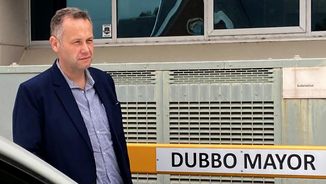 Dubbo Mayor Ben Shields leaves his office after his first day back at work.