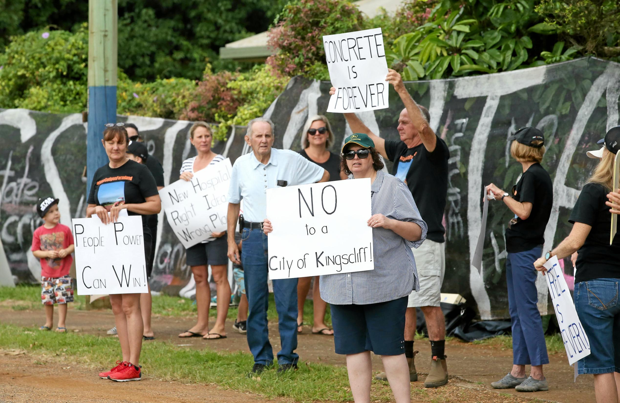 protest outside the site of the new Tweed Valley Hospital at Cudgen. Photo Scott Powick. Picture: Scott Powick