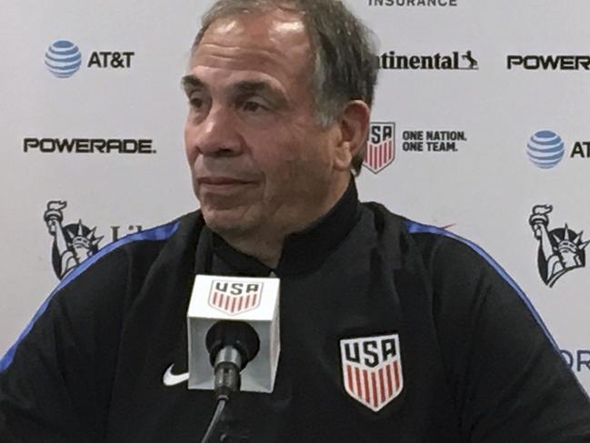 United States men's national soccer team head coach Bruce Arena speaks to the media during a press conference in Orlando, Fla., Thursday, Oct. 5, 2017. Panama and the U.S. meet in a World Cup qualifying match in Orlando on Friday. (AP Photo/Ron Blum)