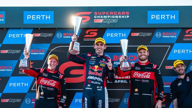 (L-R) Will Brown, Broc Feeney and Brodie Kostecki on the podium. (Photo by Daniel Kalisz/Getty Images)