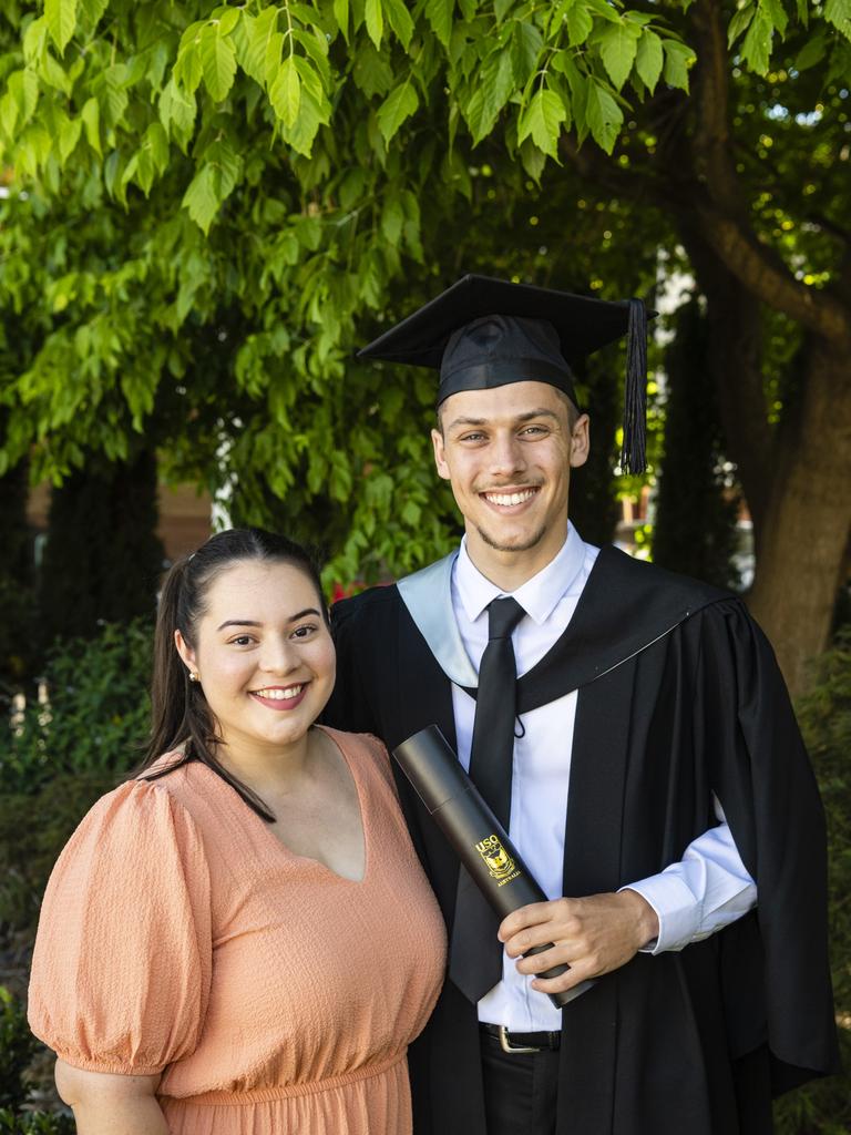 Bachelor of Aviation graduate Jakob Hart with Brianna Tongia at the UniSQ graduation ceremony at Empire Theatres, Wednesday, December 14, 2022.