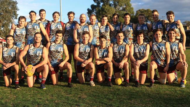 The Whitehorse Pioneers in the indigenous guernsey on Saturday. Picture: Davis Harrigan