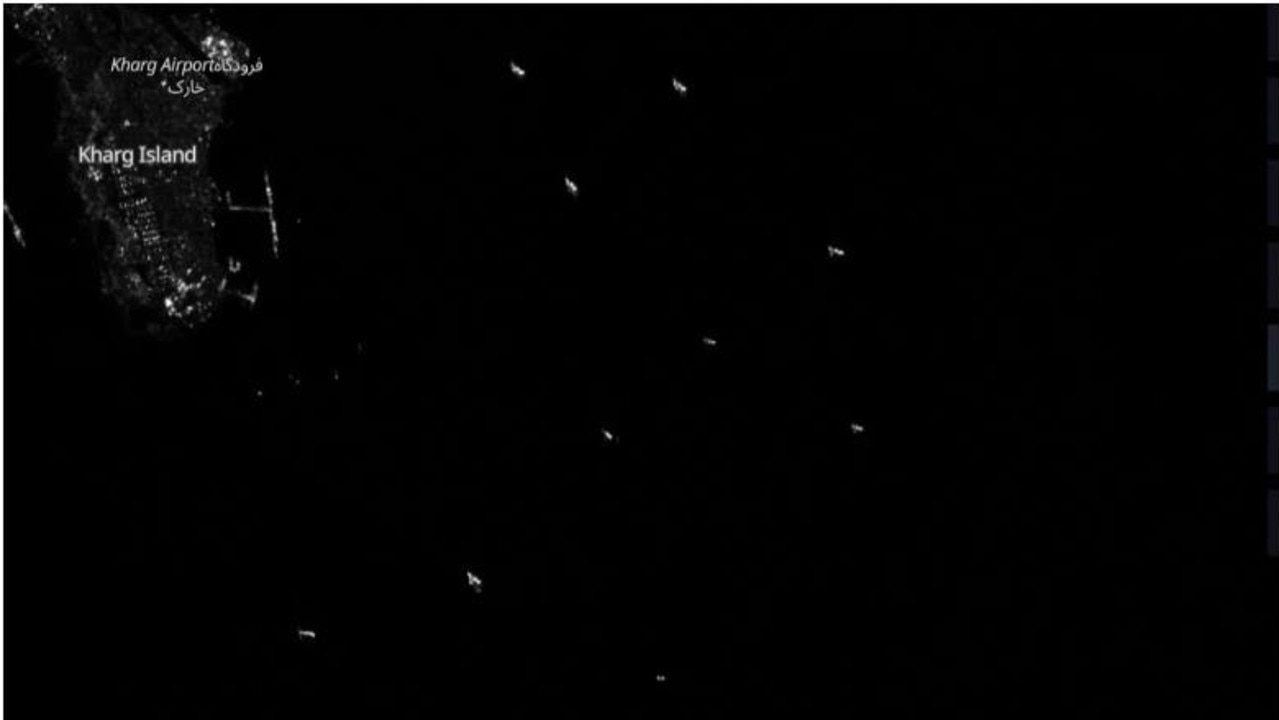 A satellite radar scan showing shipping leaving Iran’s Kharg Island oil terminal. Source: ESO Copernicus/SentinelHub