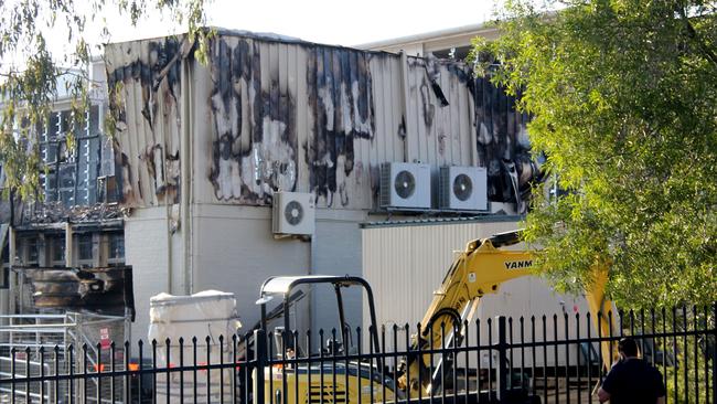 The building damaged by the fire at Southport State High School. Picture: Luke Mortimer