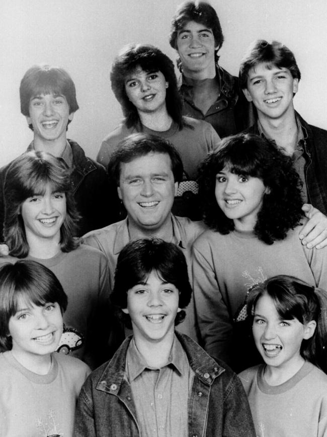 Driessen (top) with the cast of Young Talent Time, including Tina Arena (middle right) and Dannii Minogue (bottom right).