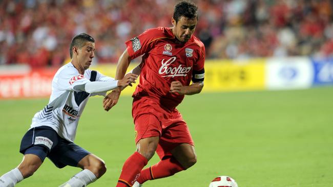 Travis Dodd in action for Adelaide United against Melbourne Victory. Picture: News Corp