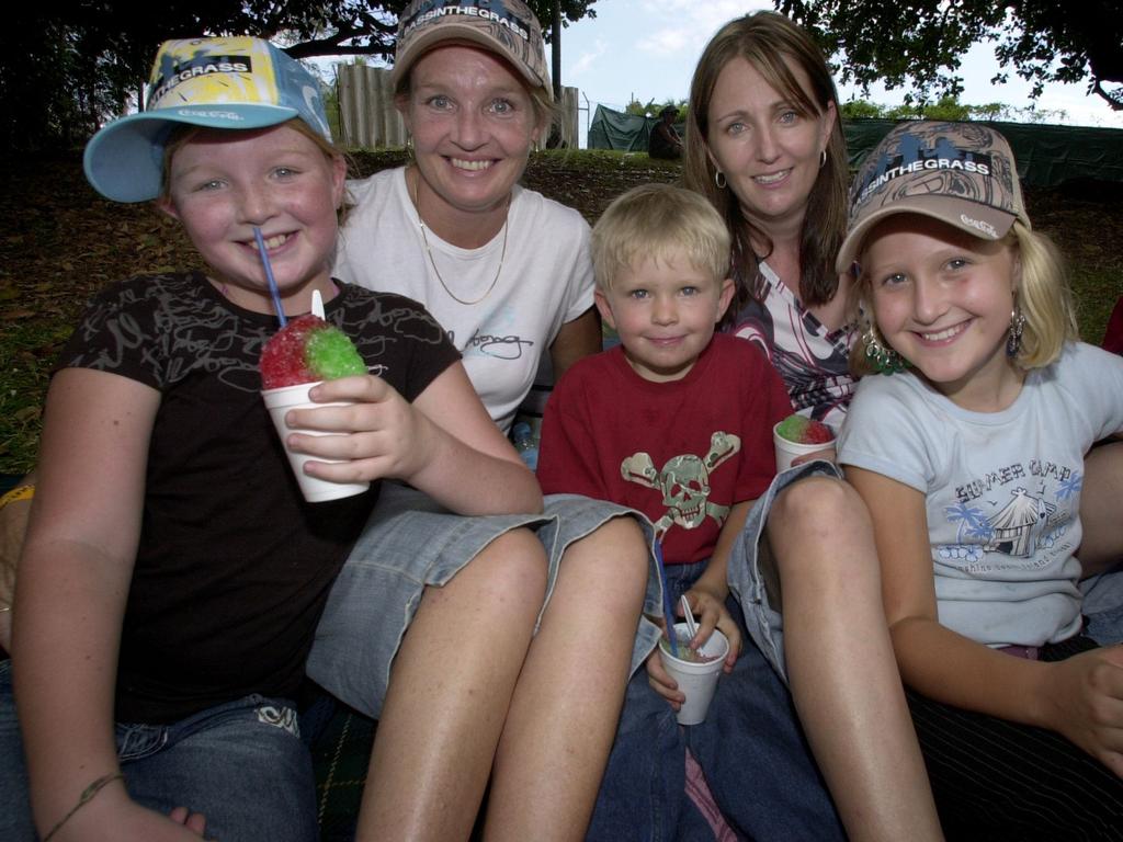 Bass in the grass: Ashlee and Cathy Singleton, Josh Robinson, Kaitlin Jones and Leah Robinson. Picture: SUSAN BOWN